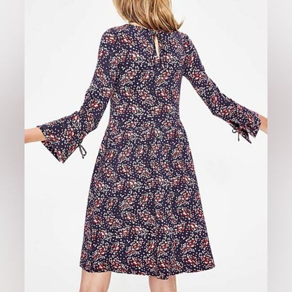 Boden Leaves Floral Preppy Academia Countryside Cottagecore Keyhole Dress 6 - Picture 7 of 14